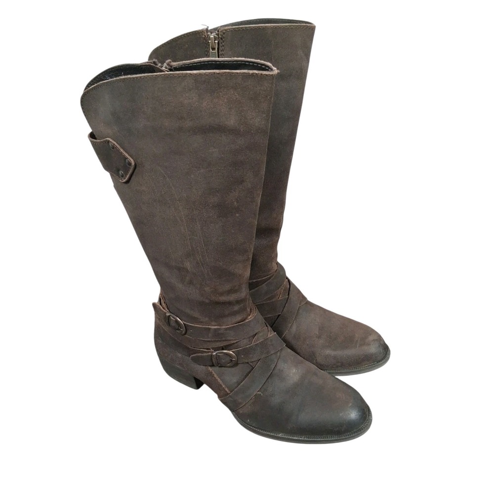 BORN Moanna Brown Suede Leather Tall Riding Boots with Buckle Women's 11 Western